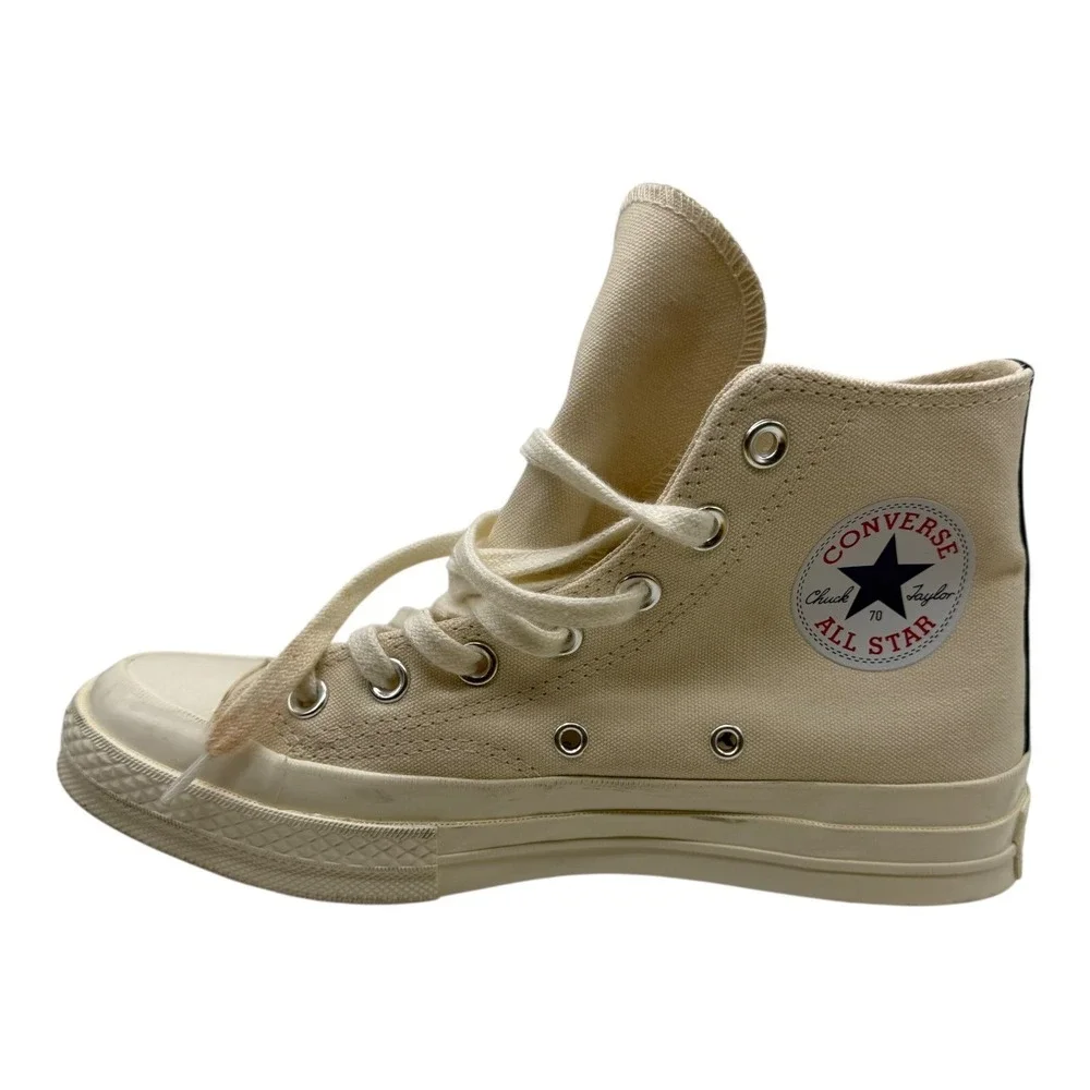 Converse Chuck 70 Hi Comme des‎ Garcons PLAY Sneakers Beige Heart Logo Size 5 - Picture 4 of 10